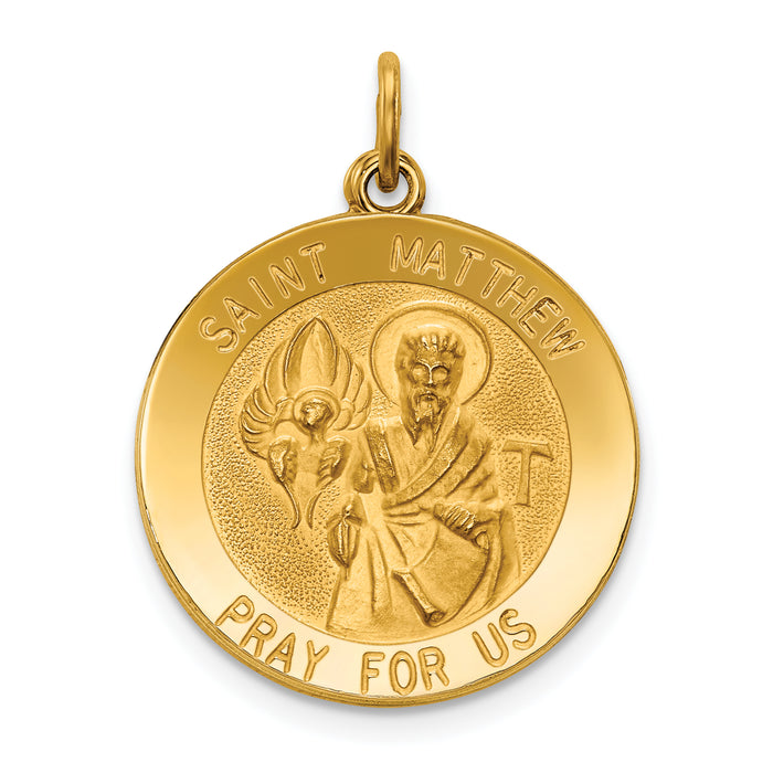 14k Saint Matthew Medal Pendant-XR626