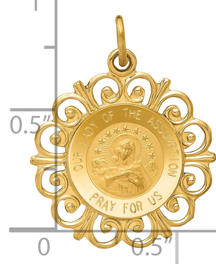 14k Our Lady Of The Assumption Medal Pendant-XR641