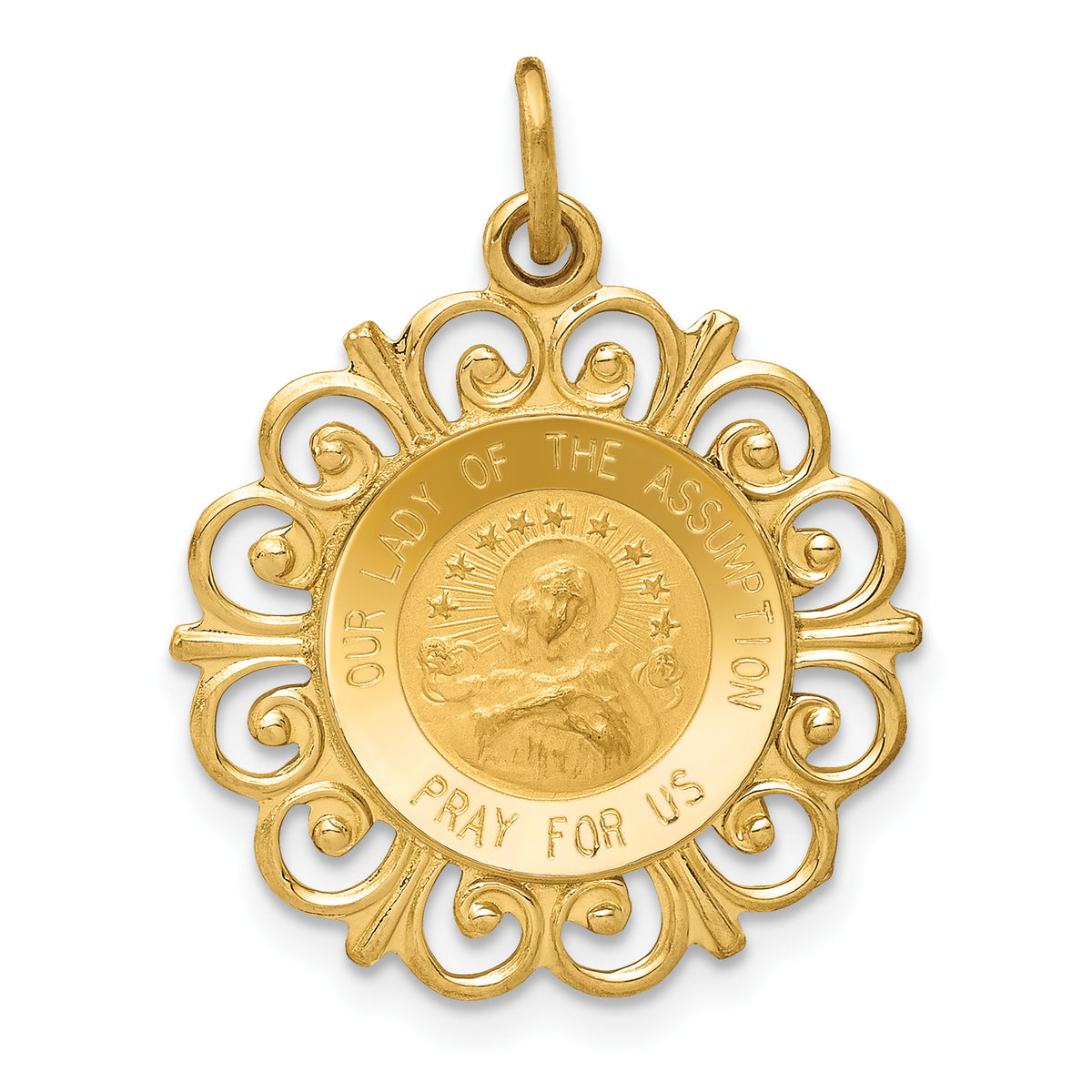14k Our Lady Of The Assumption Medal Pendant-XR641