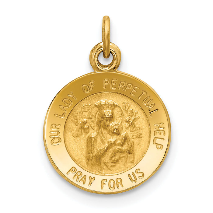 14k Our Lady of Perpetual Help Medal Charm-XR642