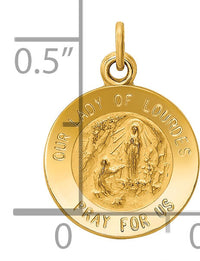 14k Our Lady of Lourdes Medal Charm-XR648
