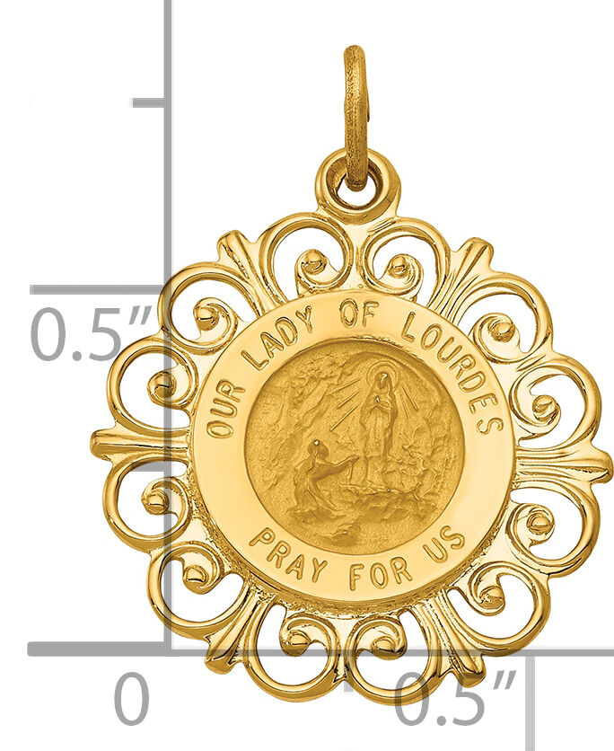 14k Our Lady of Lourdes Medal Pendant-XR649