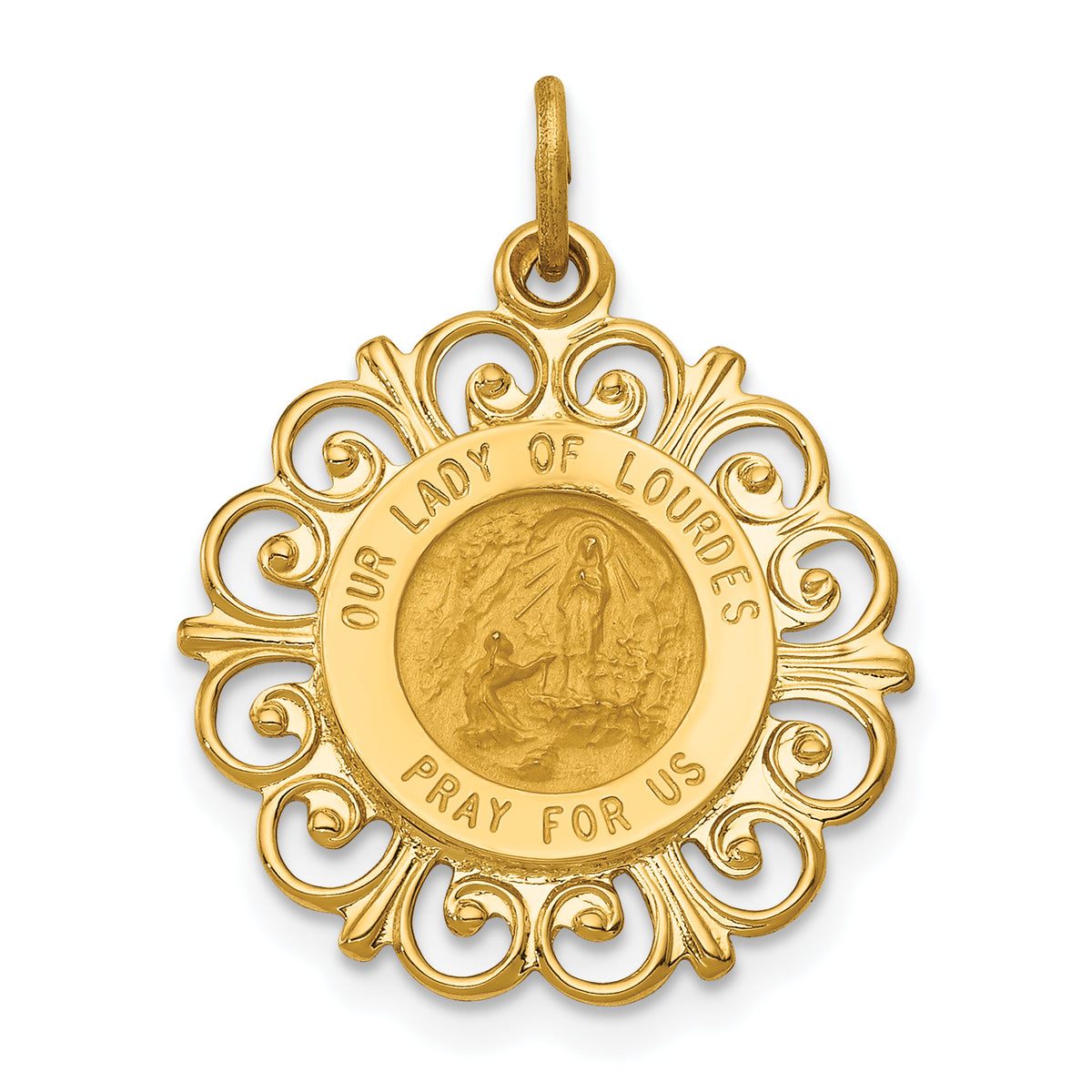 14k Our Lady of Lourdes Medal Pendant-XR649