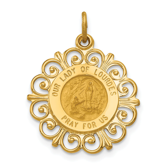 14k Our Lady of Lourdes Medal Pendant-XR649