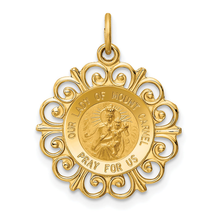 14k Our Lady of Mt. Carmel Medal Charm-XR653