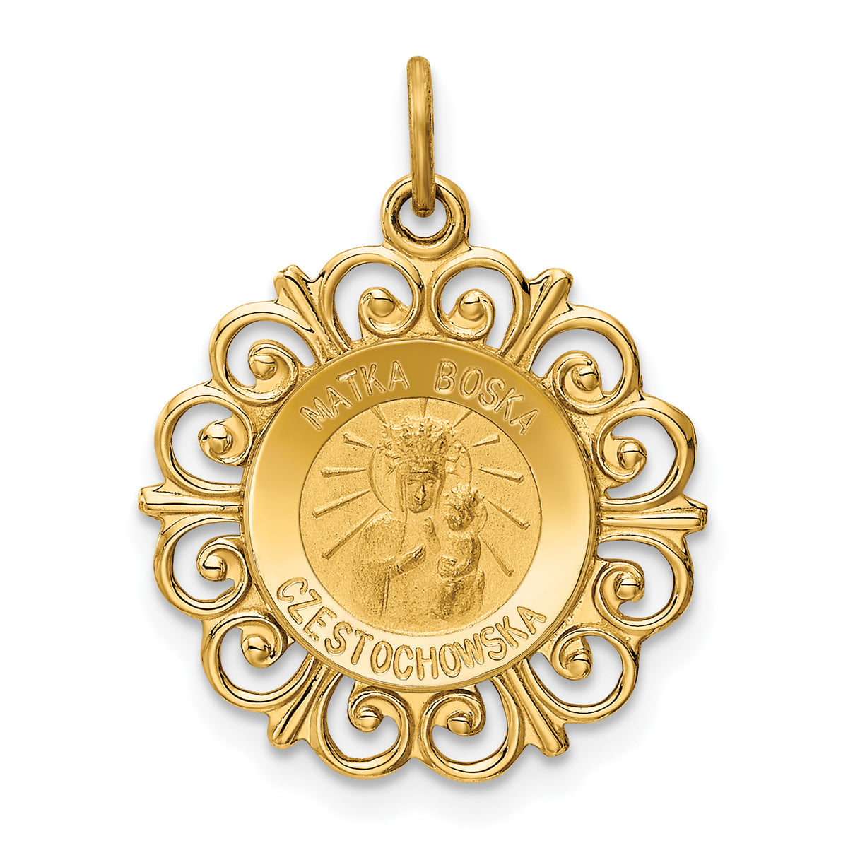 14k Matka Boska Medal Charm-XR656