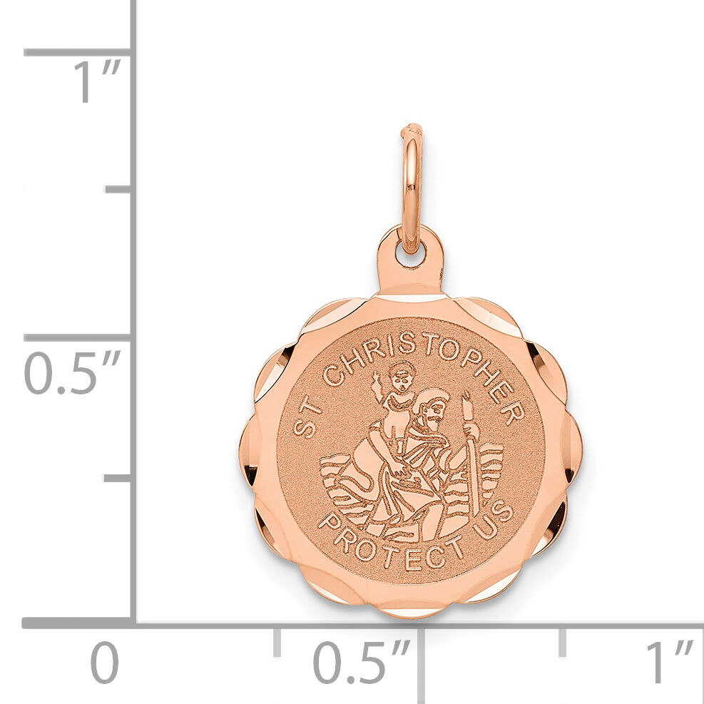 14k Rose Gold Saint Christopher Medal Charm-XR658