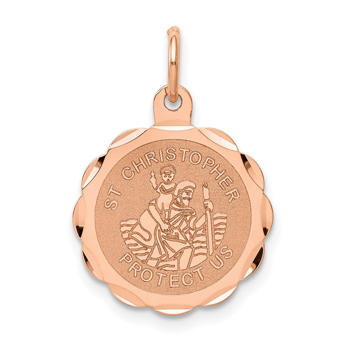 14k Rose Gold Saint Christopher Medal Charm-XR658