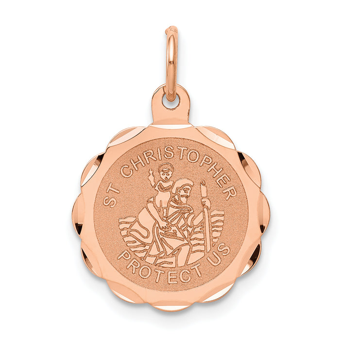 14k Rose Gold Saint Christopher Medal Charm-XR658