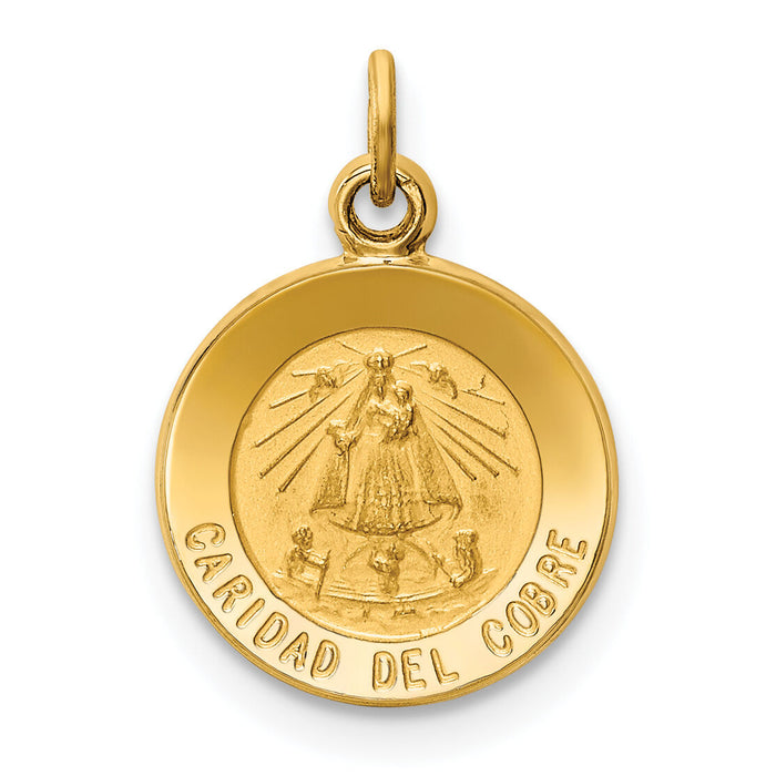 14K Caridad Del Cobre Medal Charm-XR663