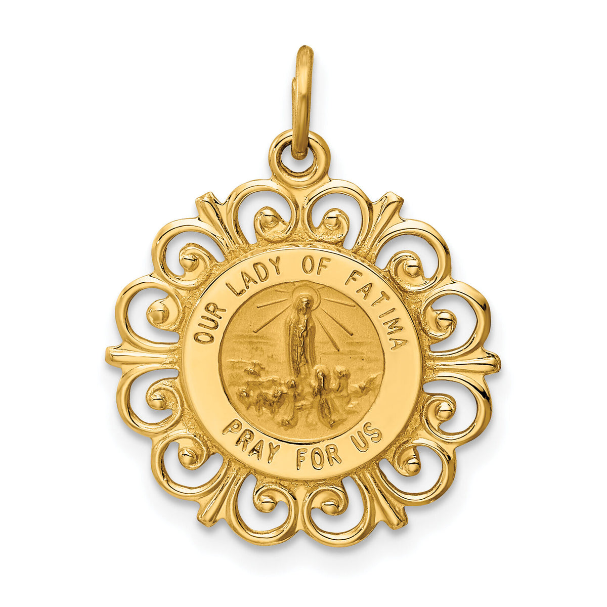 14k Our Lady of Fatima Medal Pendant-XR667