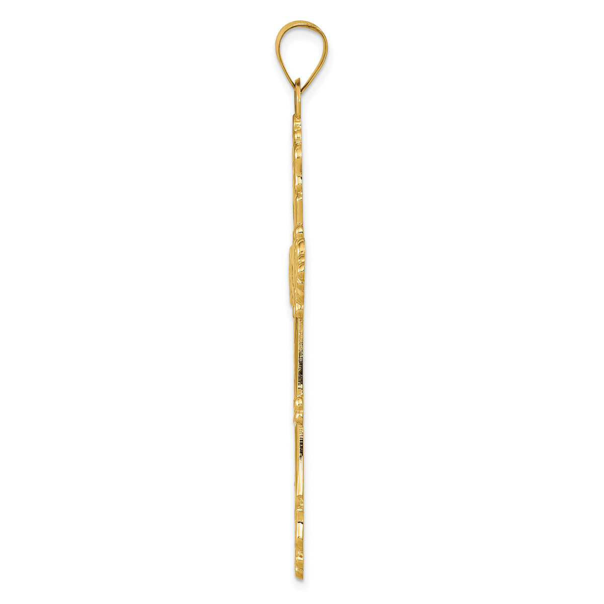 14K Polished Fleur de Lis Cross Pendant-XR706