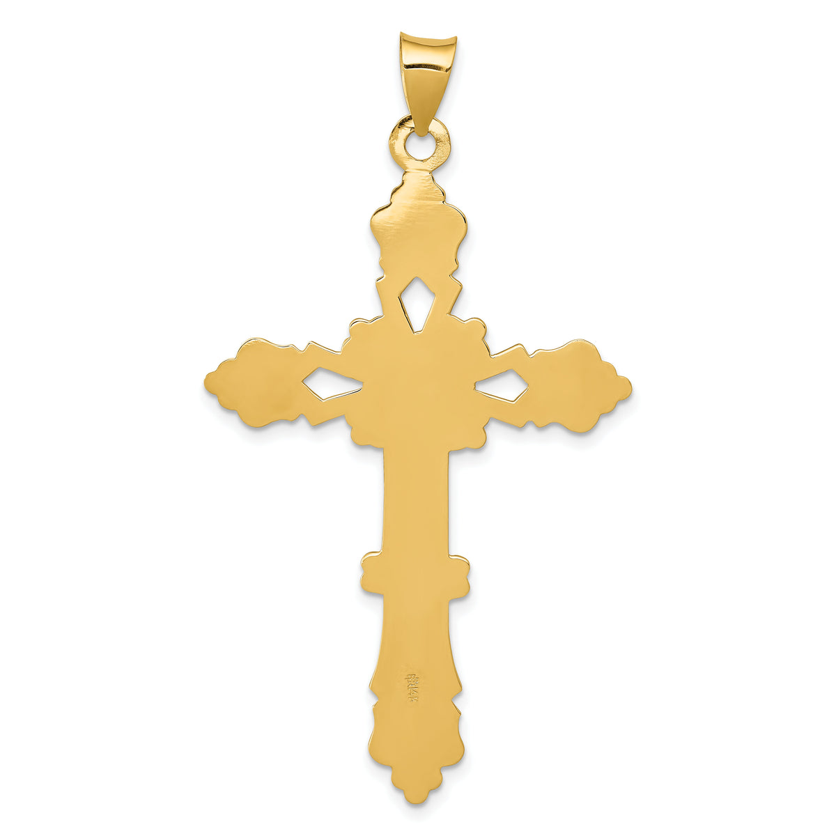 14K Polished Fleur de Lis Cross Pendant-XR706