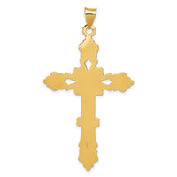 14K Polished Fleur de Lis Cross Pendant-XR706