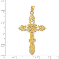 14K Polished Fleur de Lis Cross Pendant-XR706