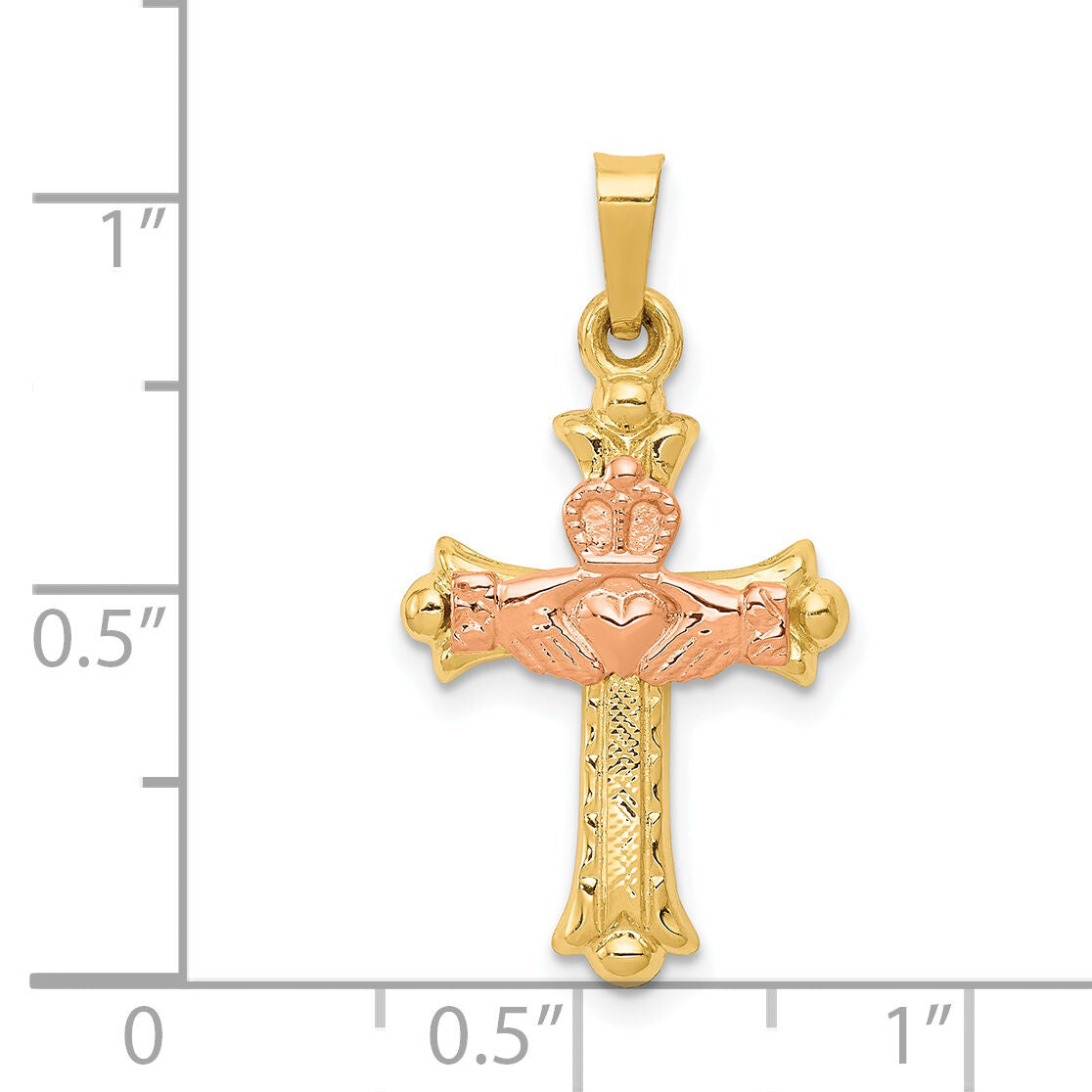 14k Two-tone Claddagh Cross Pendant-XR714