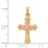 14k Two-tone Claddagh Cross Pendant-XR714