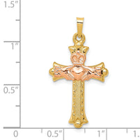 14k Two-Tone Claddagh Cross Pendant-XR715