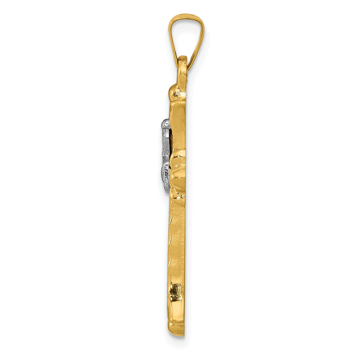 14k Two-tone Claddagh Cross Pendant-XR718