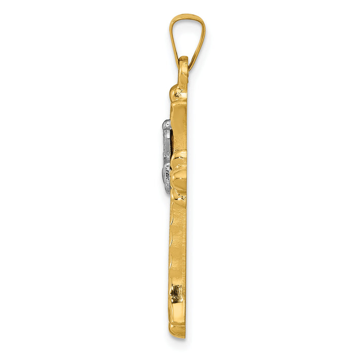 14k Two-tone Claddagh Cross Pendant-XR718
