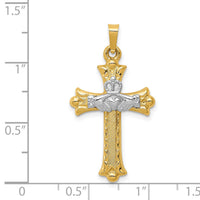 14k Two-tone Claddagh Cross Pendant-XR718