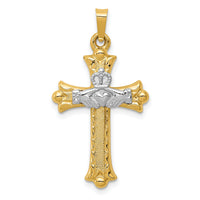 14k Two-tone Claddagh Cross Pendant-XR718