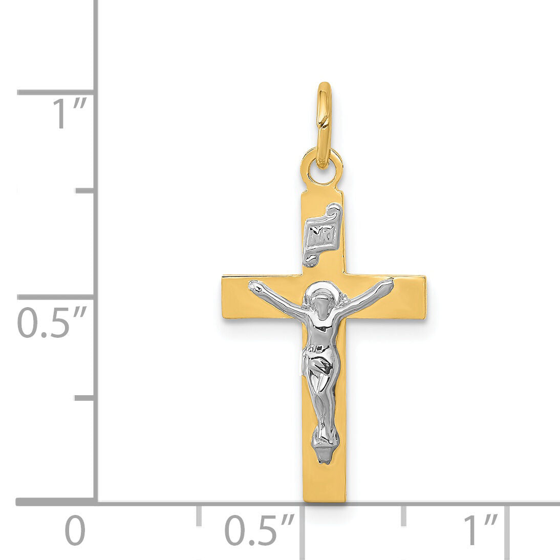 14k Two-tone INRI Crucifix Pendant-XR725