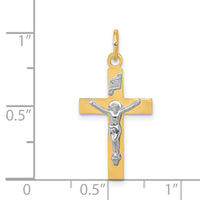 14k Two-tone INRI Crucifix Pendant-XR725