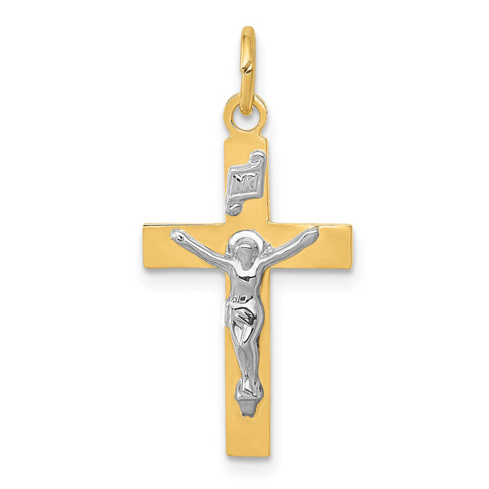 14k Two-tone INRI Crucifix Pendant-XR725
