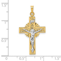 14k Two-tone INRI Crucifix Pendant-XR738