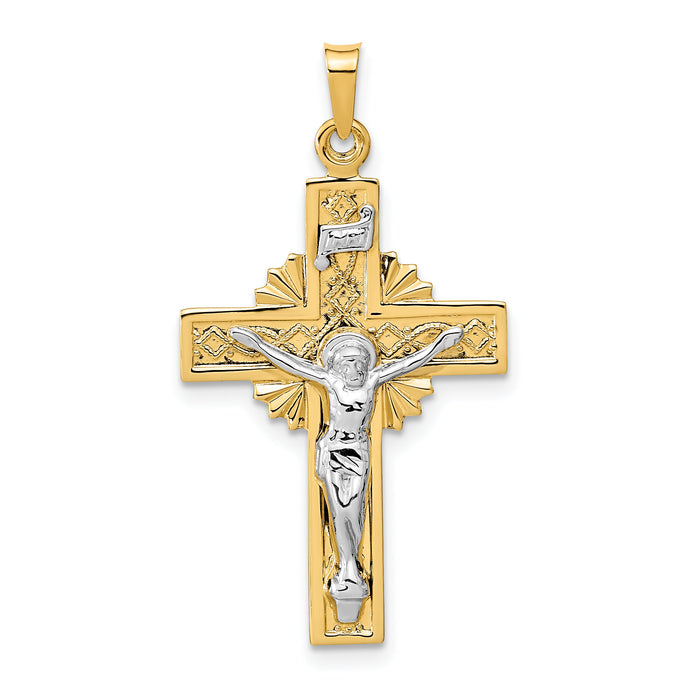 14k Two-tone INRI Crucifix Pendant-XR738