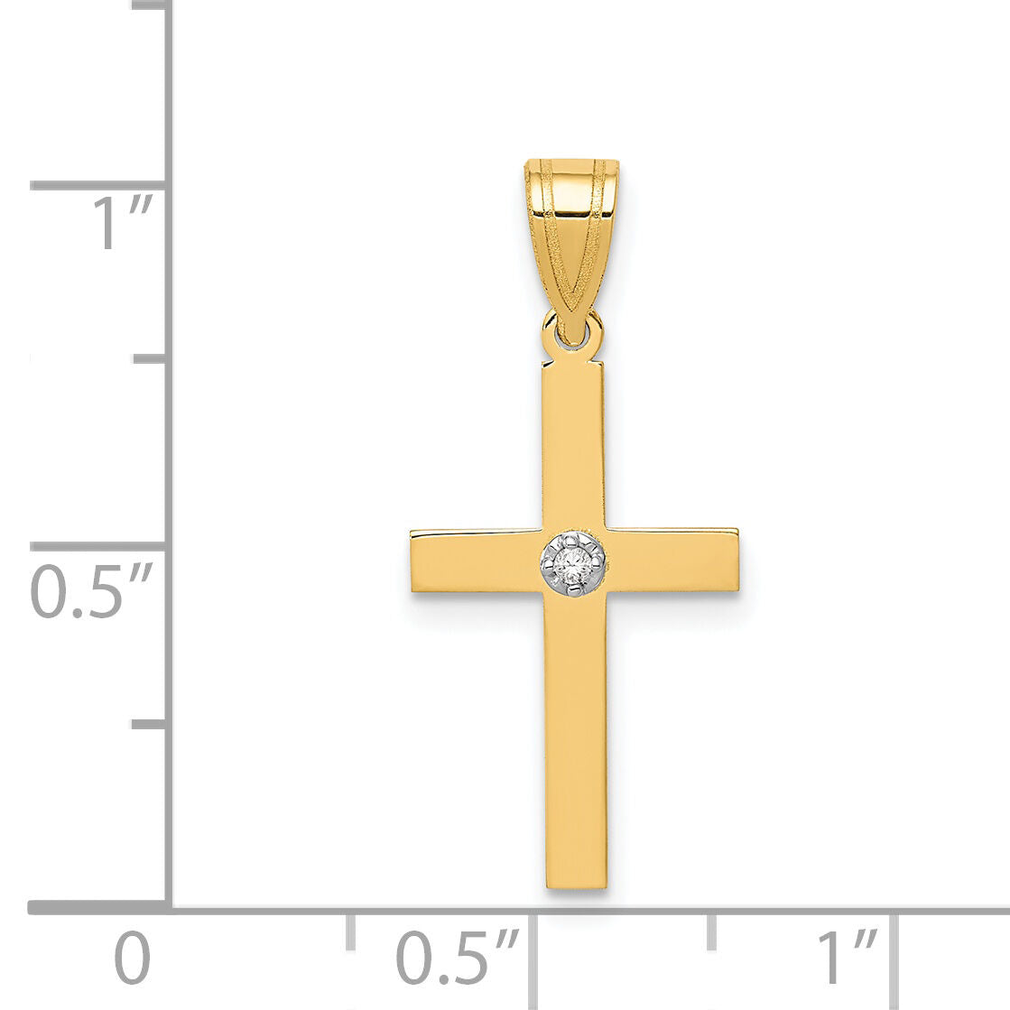 14k Polished .01ct. Diamond Cross Pendant-XR775