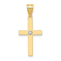 14k Polished .01ct. Diamond Cross Pendant-XR775