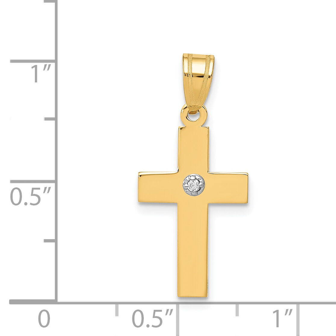 14k Polished .01ct. Diamond Cross Pendant-XR776