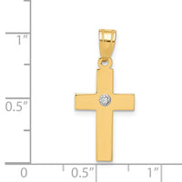 14k Polished .01ct. Diamond Cross Pendant-XR776