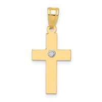 14k Polished .01ct. Diamond Cross Pendant-XR776