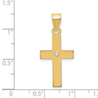 14k Polished .02ct. Diamond Cross Pendant-XR777