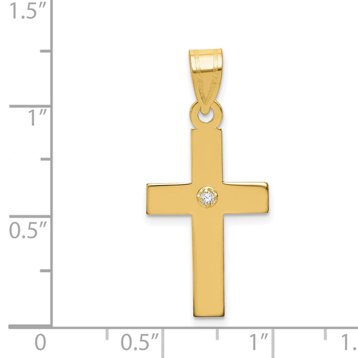 14k Polished .02ct. Diamond Cross Pendant-XR777
