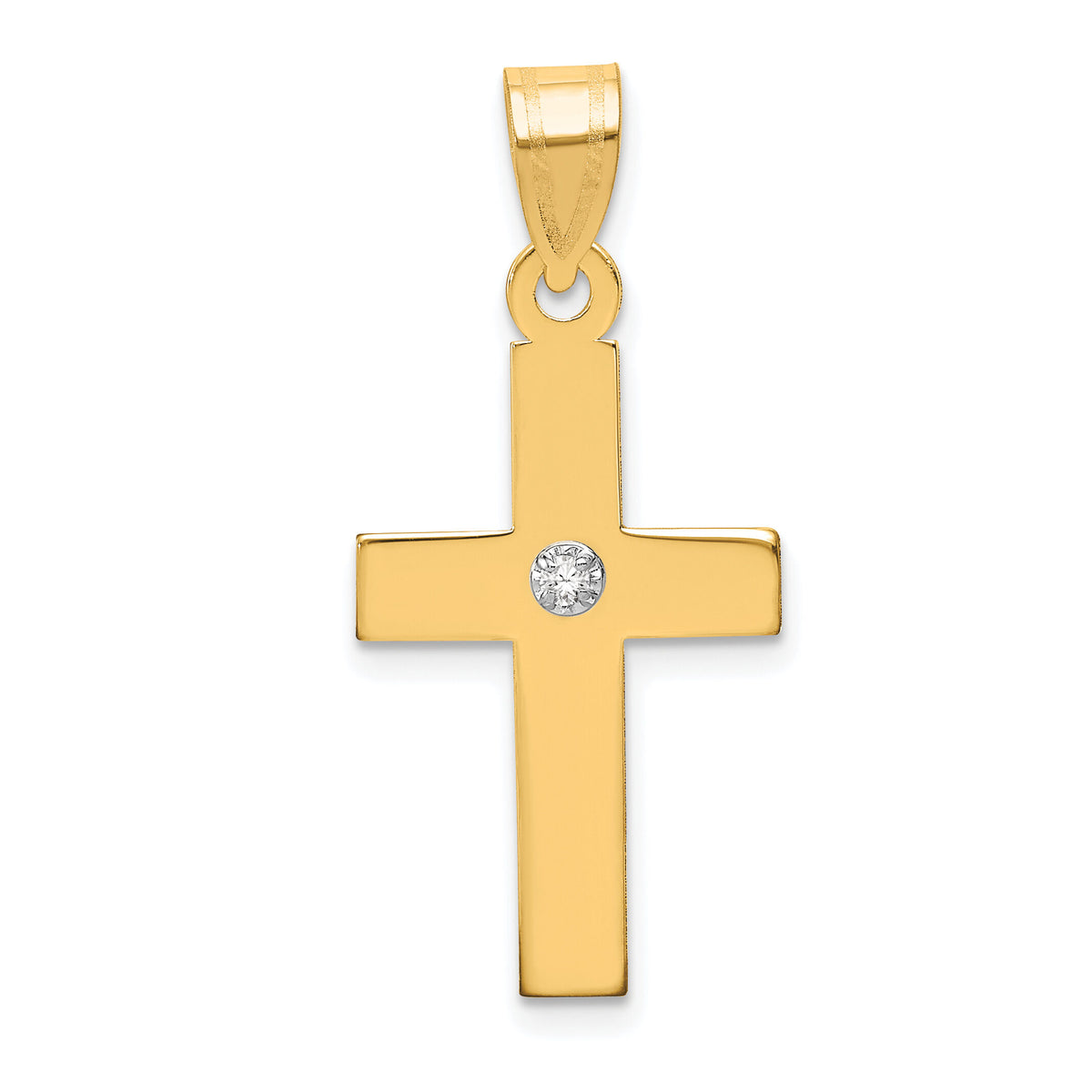 14k Polished .02ct. Diamond Cross Pendant-XR777