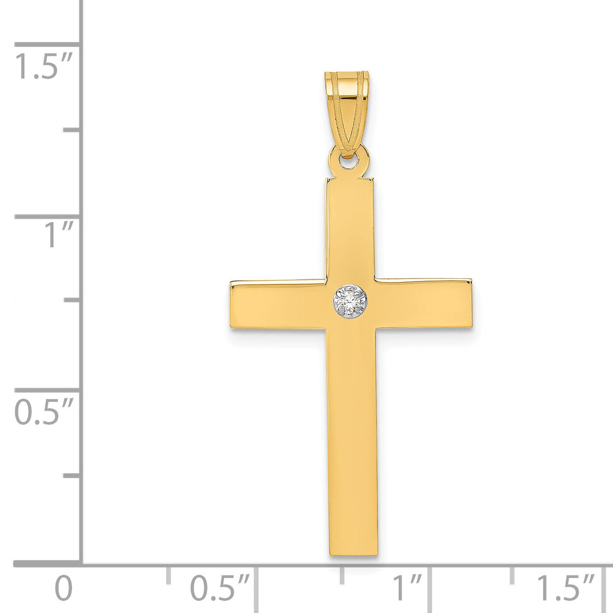 14k Polished .02ct. Diamond Cross Pendant-XR778
