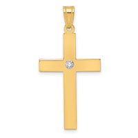 14k Polished .02ct. Diamond Cross Pendant-XR778