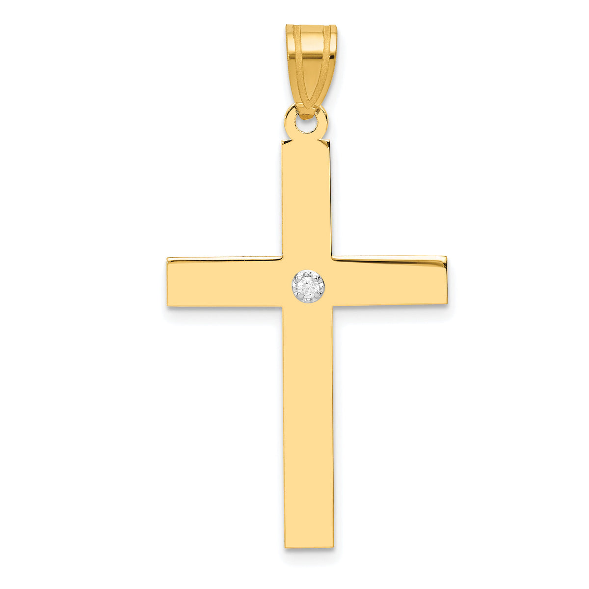 14k Polished .02ct. Diamond Cross Pendant-XR779