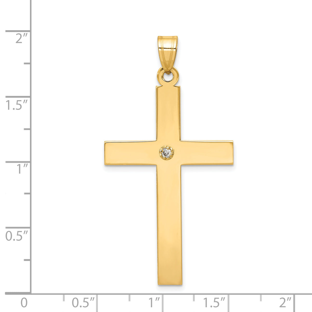 14k Polished .03ct. Diamond Cross Pendant-XR780