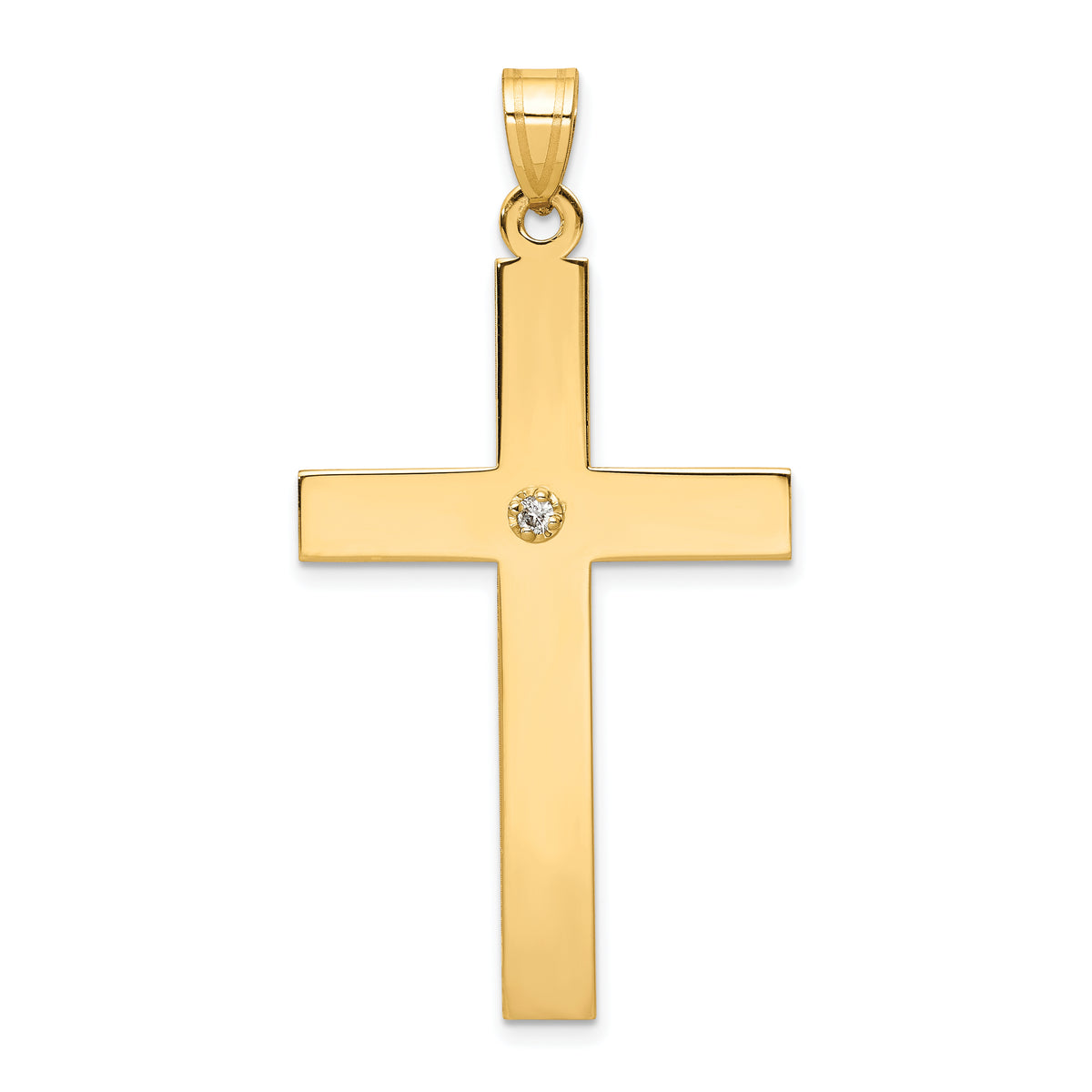 14k Polished .03ct. Diamond Cross Pendant-XR780