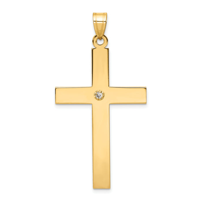 14k Polished .03ct. Diamond Cross Pendant-XR780