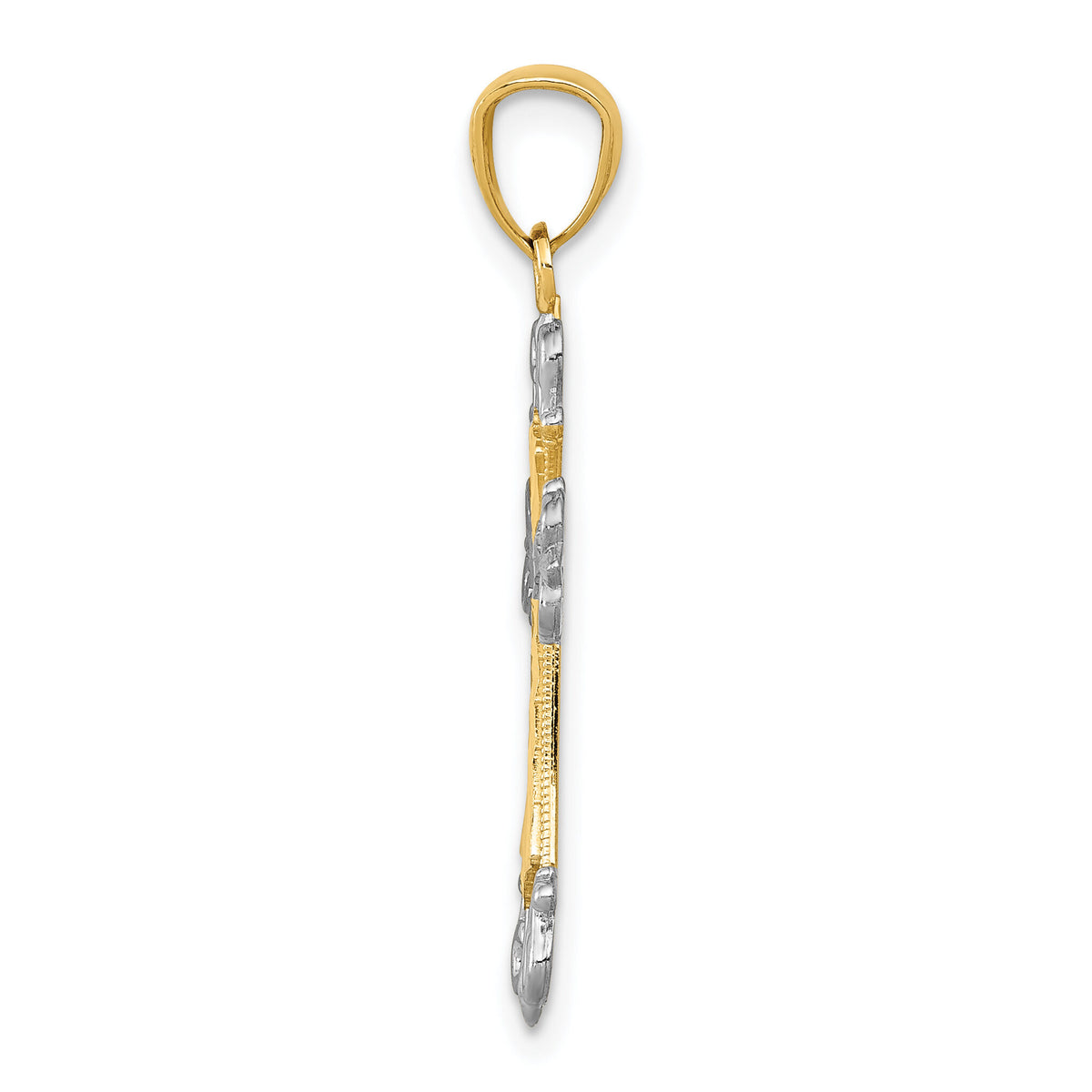 14k and Rhodium D/C Cross Pendant-XR917