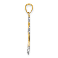 14k and Rhodium D/C Cross Pendant-XR917