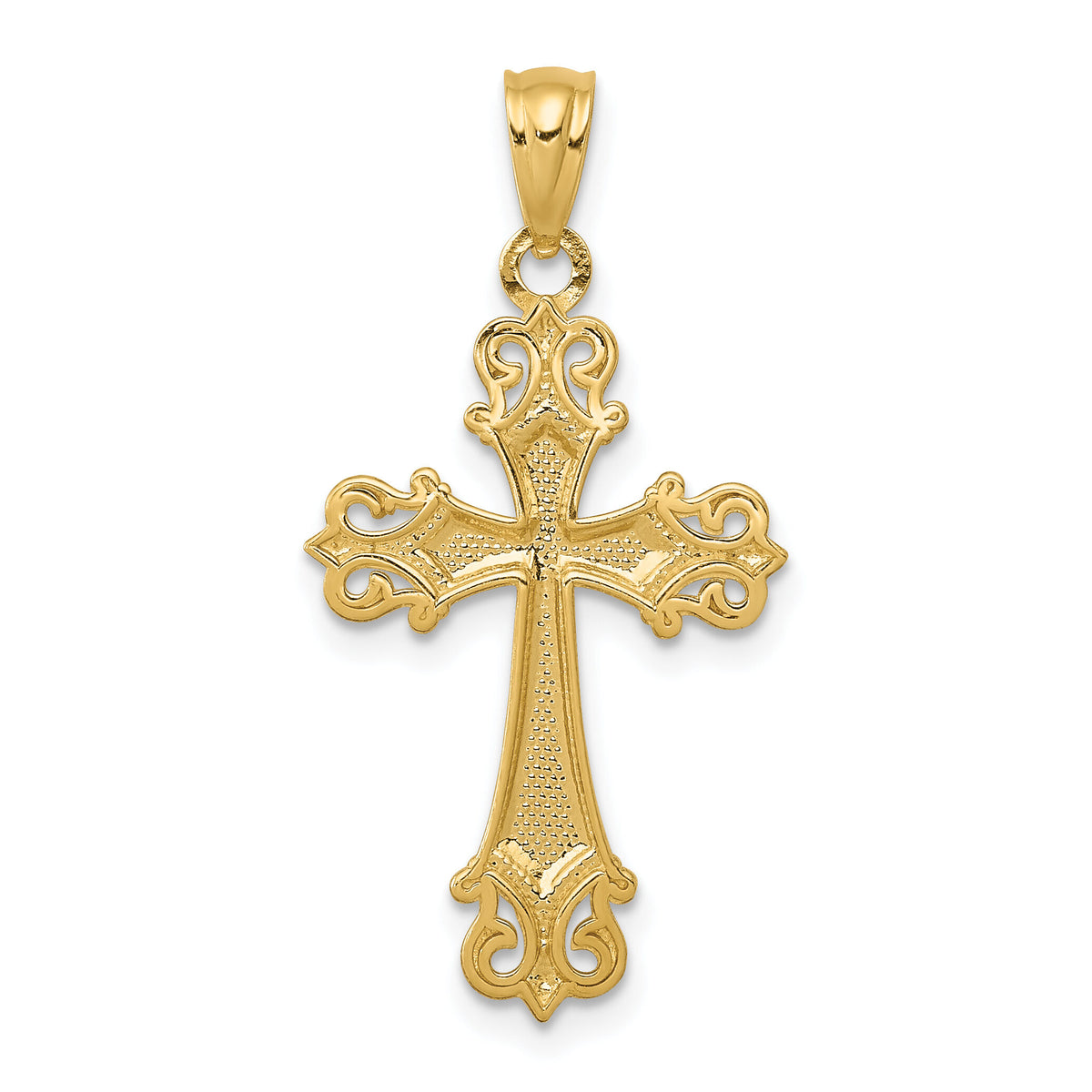 14k and Rhodium D/C Cross Pendant-XR917