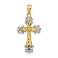 14k and Rhodium D/C Cross Pendant-XR917
