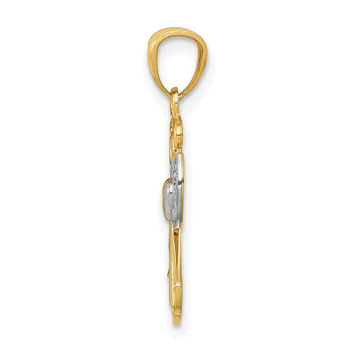 14K w/Rhodium Filigree Angel Pendant-XR919